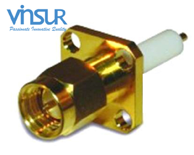 115114B0 -- RF CONNECTOR - 50OHMS, SMA MALE, STRAIGHT, 4 HOLE FLANGE, 14MM EXTENDED TEFLON, ROUND POST